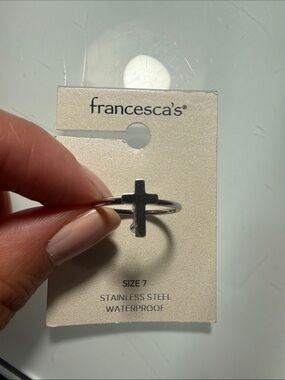 Francesca's Stainless steel waterproof cross ring